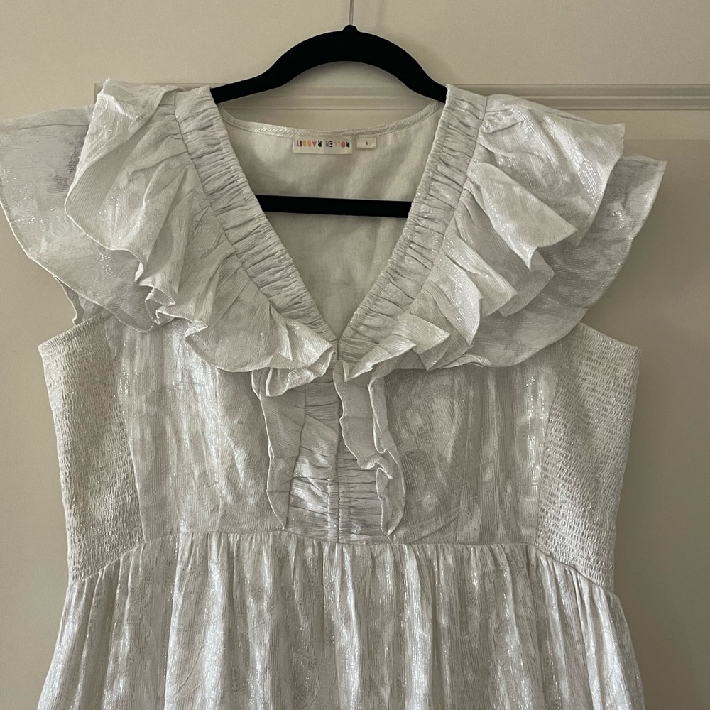 Elegant Silver Ruffle Dress